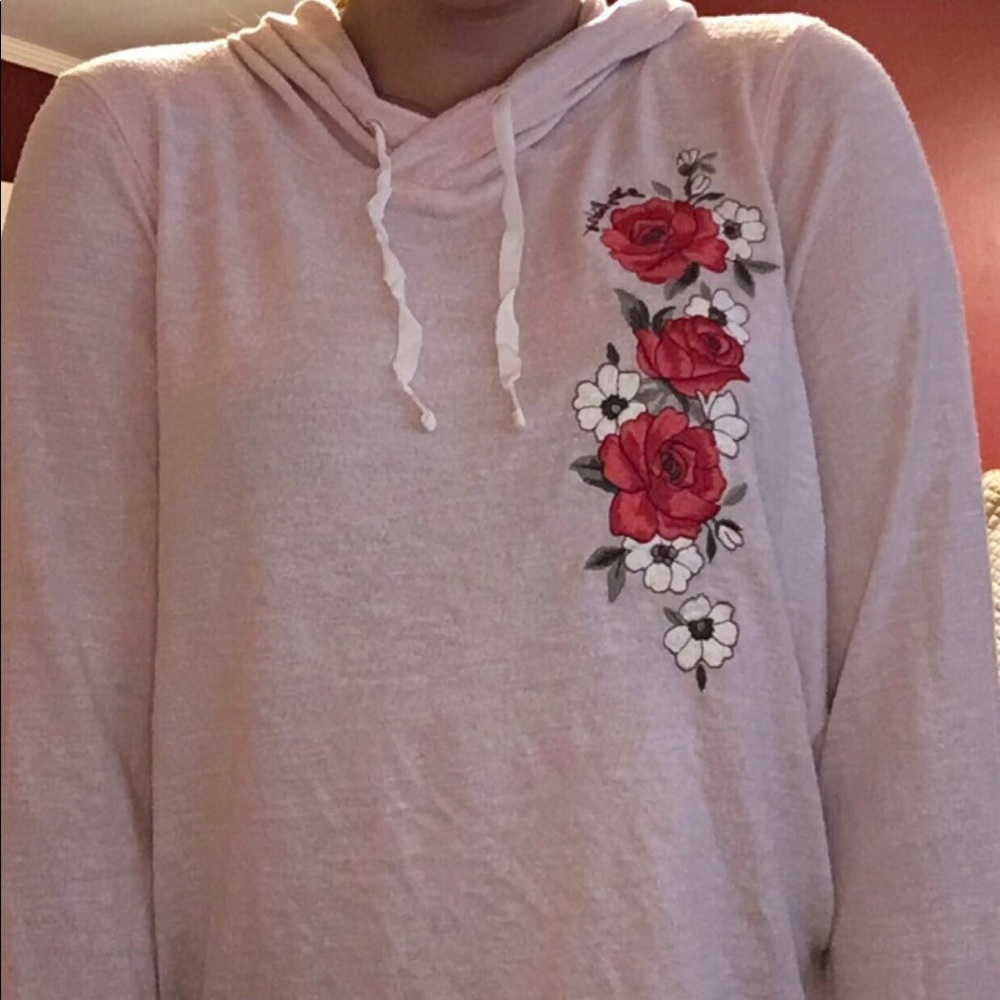 pink and rose detailed sleep sweater
